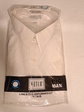 Ketch Men's Dress Shirt Size 18 34-35 White New